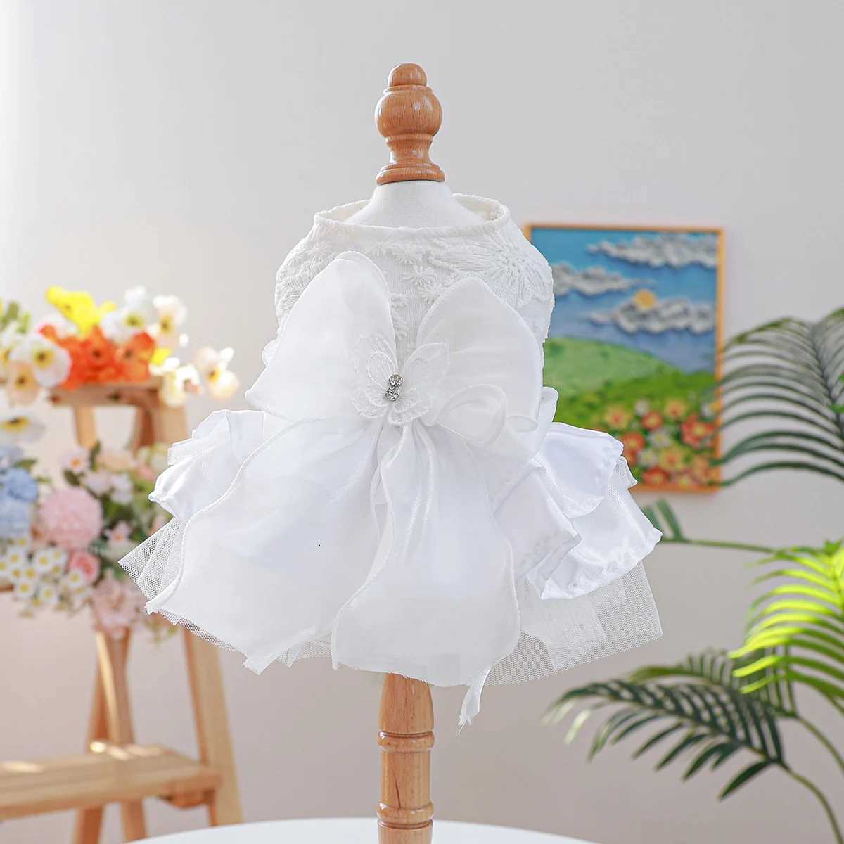 Moonlight Ballet Dress Pet Clothes Dog Cat Anti-Hair Loss White Bow Princess Dress M251208