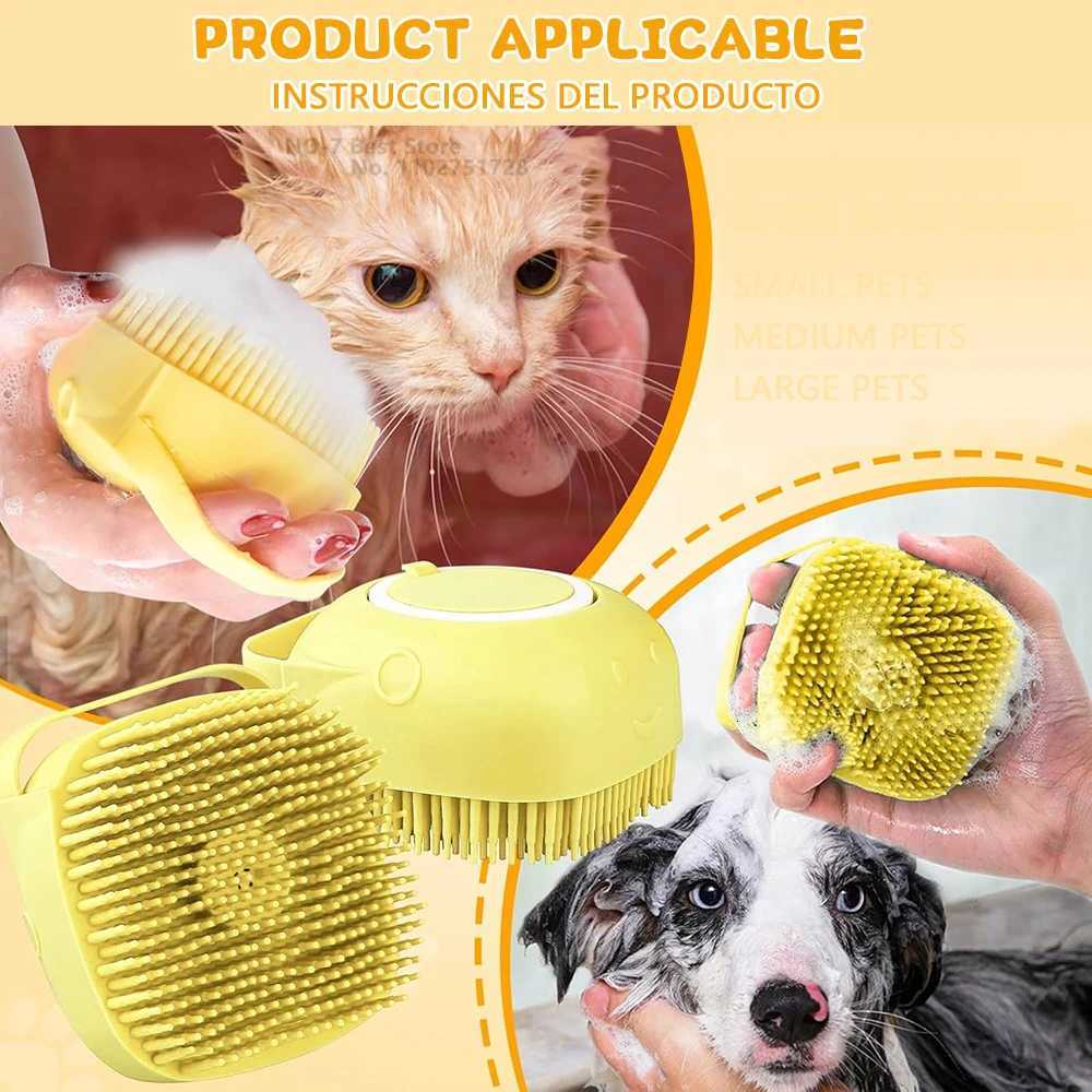 Dog Bath Brush Silicone Pet Shampoo Brush Soap Dog Scrubber Cat Massage Grooming Wash Comb Soft Rubber Puppy Clean Brush M251208 - view 5