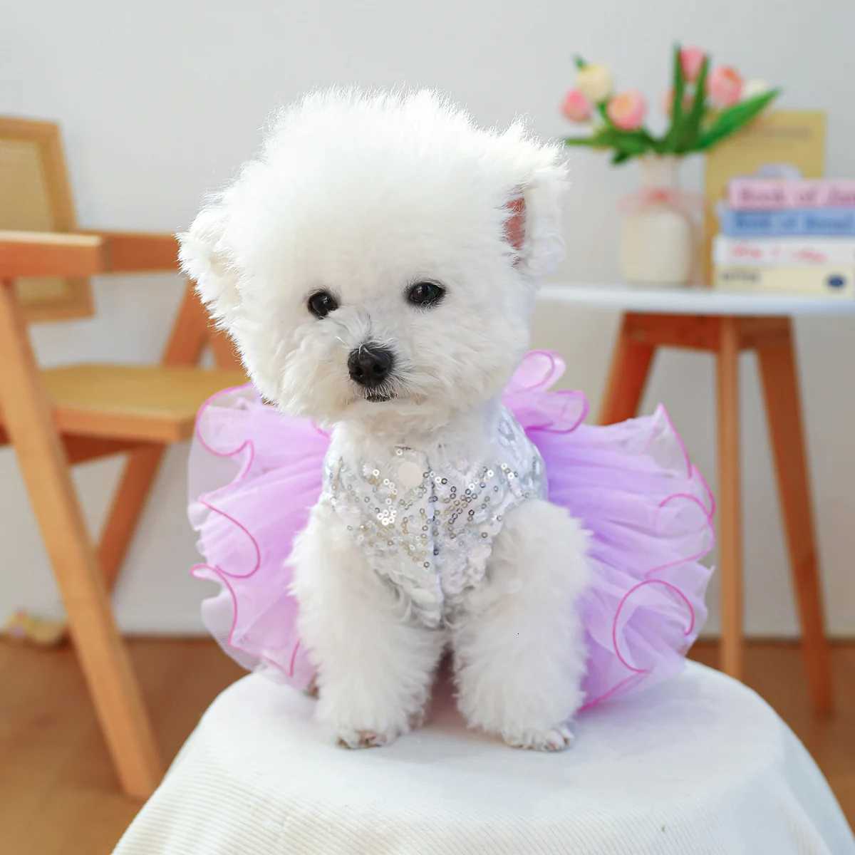 Dream Fairy Wedding Dress Purple Pet Clothes Sequined Princess Tutu Dress Wedding Dress M251208