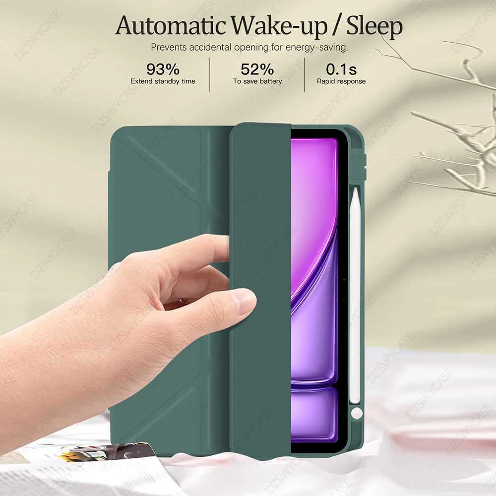 Case For iPad Air 4/5th Gen 109 for iPad Air 11 M2 M3 TPU Soft Cover with Pencil Holder Y-Shaped Stand Auto Sleep / Wake C251208