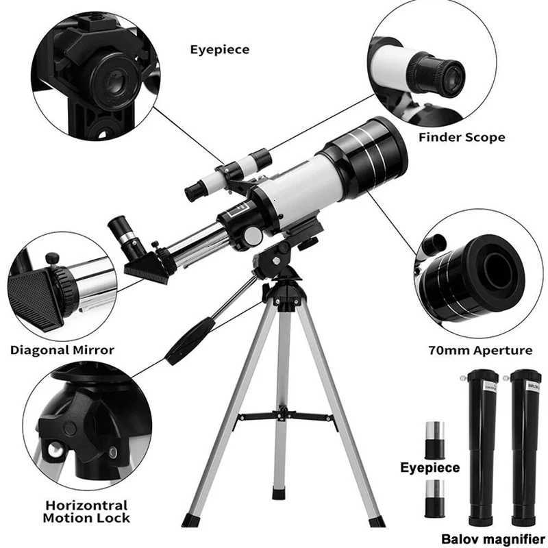 Professional Astronical Telescope F30070 Monocar 150 Times Zo HD Night Vision View Moon Star AZM70300 Stargazing C2512085