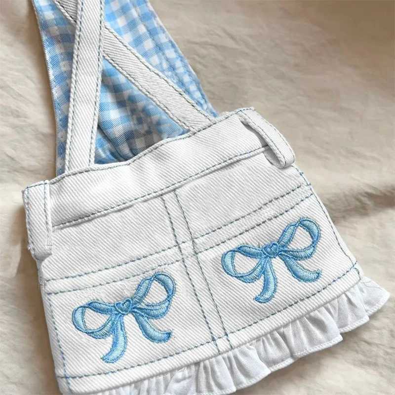 Pet Autumn/Winter Sweet Bow Embroidered Cowboy Strap Skirt Simple Small Dog Teddy Dress for Small Dogs Puppy Clothes M251208