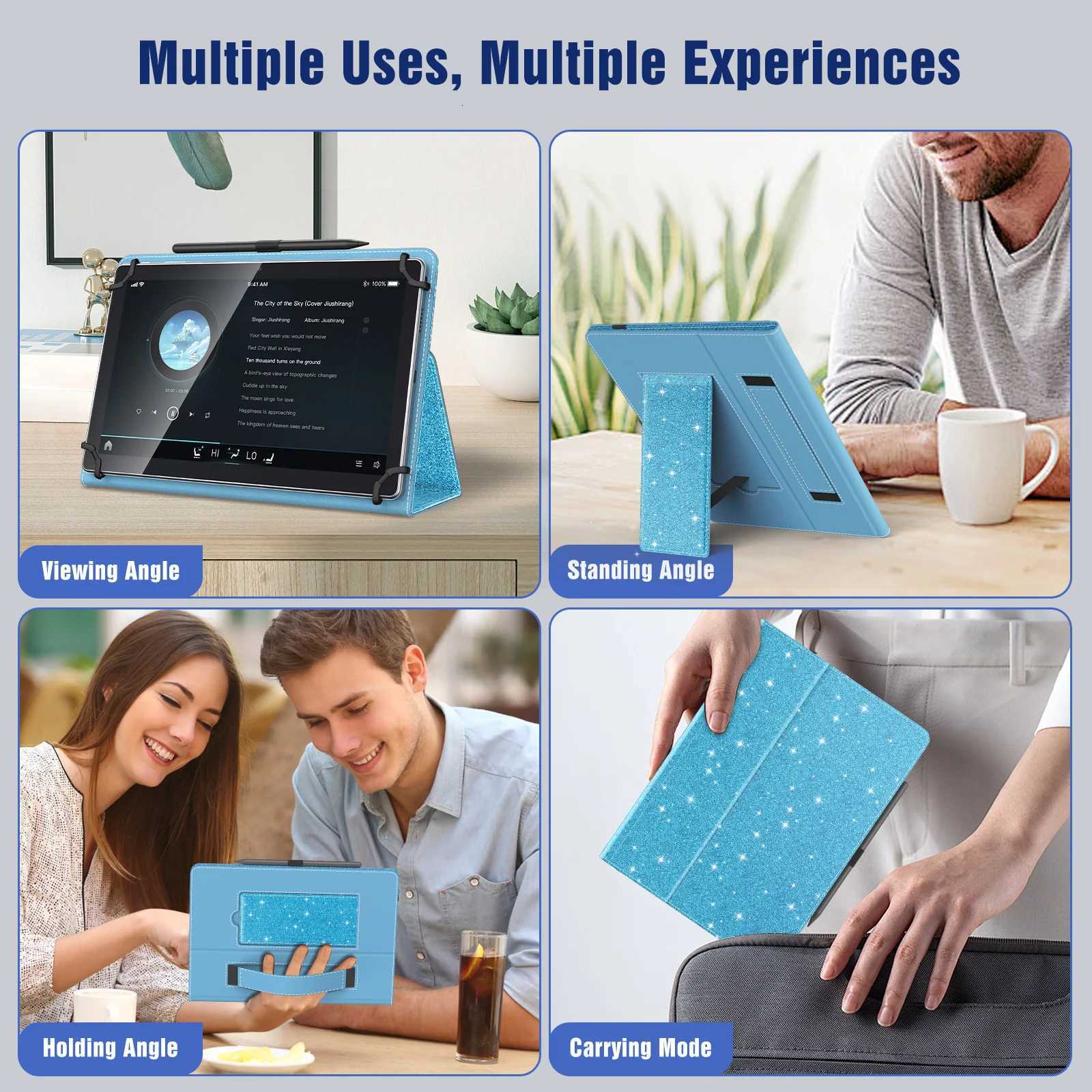 Universal Case for 101 Inch Android Tablet with Pen LoopLightweight Folding Stand Cover with Hand Strap for All 9-11 Tablet C251208