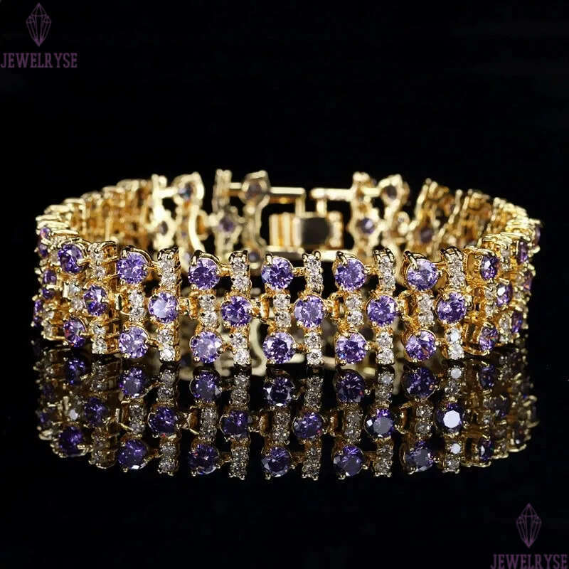 Wedding Bracelets tennis designer for woman red purple diamond 18k gold chain white AAA CZ womens luxury bride engagement bracelet top jewelry anniver
