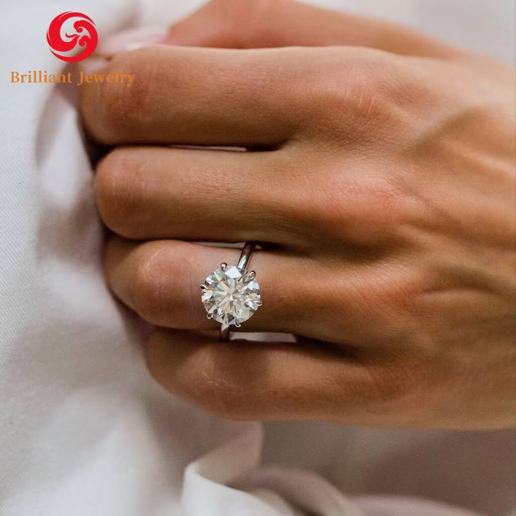 925 Sterling Silver Lab Diamond Ring 05ct 1ct 2ct IGI Certified CVD HPHT Round Lab Grown Diamond Engagement Ring Jewelry