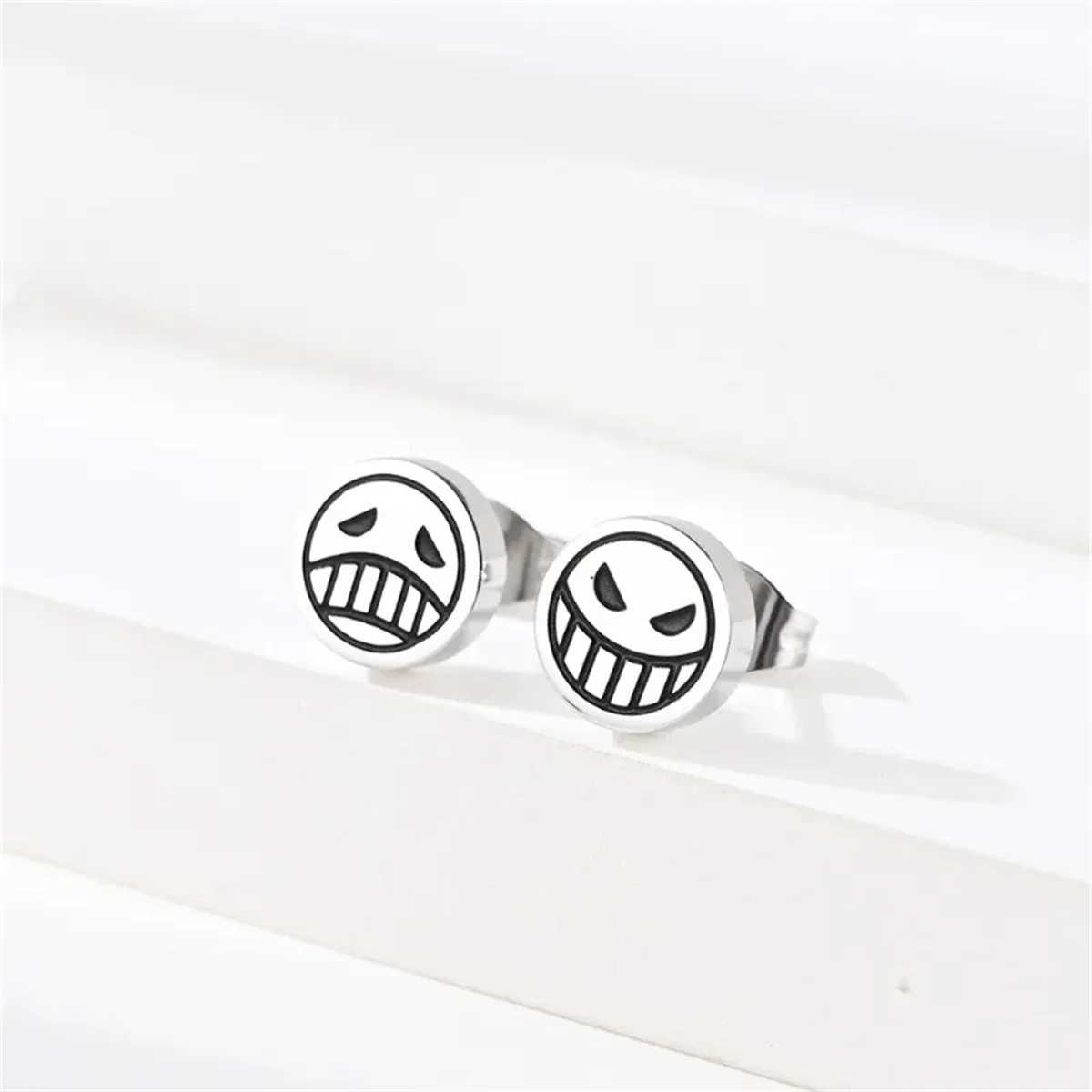 1Pair 316L Stainless Steel Smile Cry Face Stud Earring for Women MenFashion Ear Cartilage Tragus Forward Helix Piercing Jewelry J251208