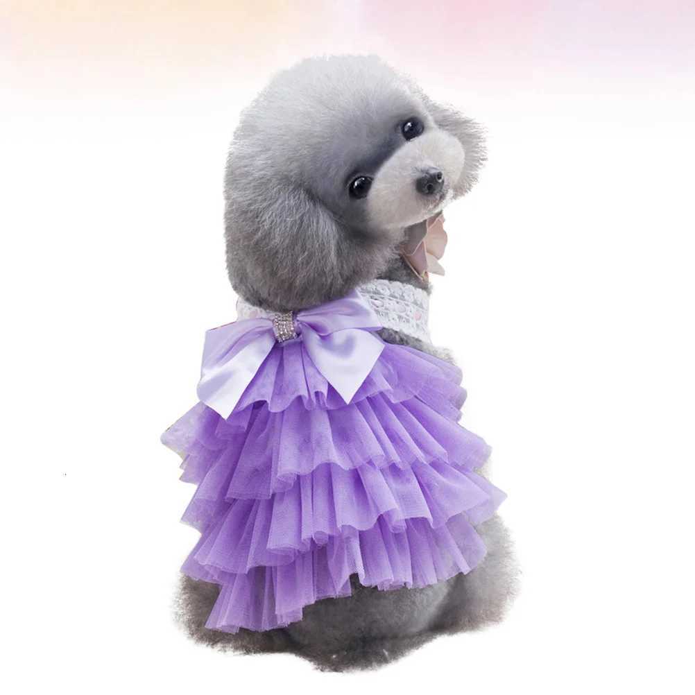 Pet Dog Bowknot Tutu Lace Dress Purple Xs Cute Comfortable Skirt for Walking Jogging Special Occasions Pet Dog Tutu Dress M251208