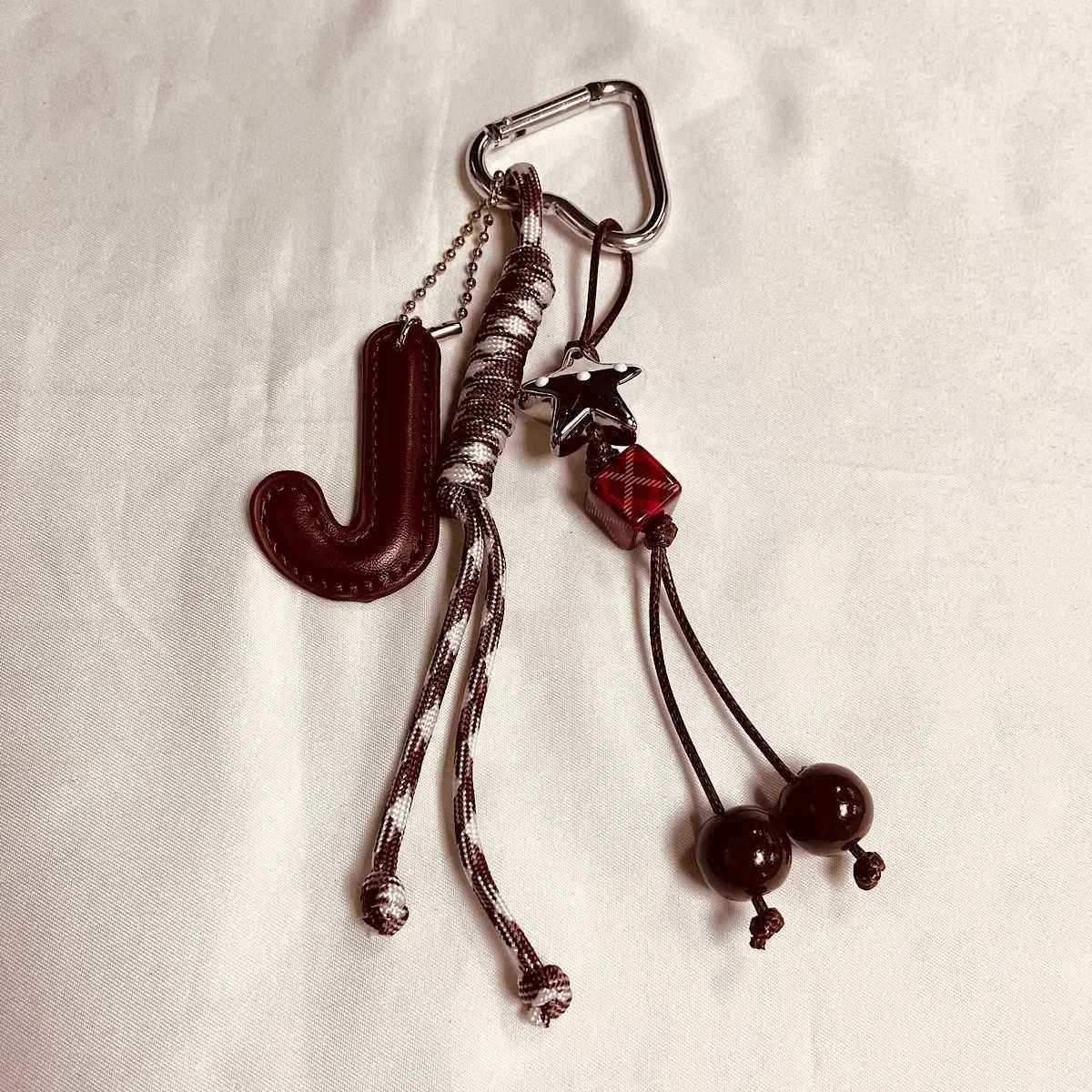 DIY handmade keychain Letter bag pendant Ins woven rope cherry jewelryXJ251208 - view 5