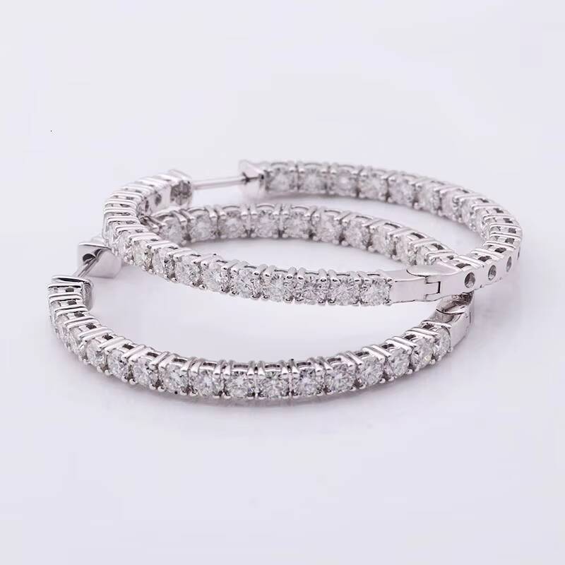 Provence Jewelry Bridal Design Women Moissanite Earrings 18k Gold Full Moissanite Diamond Hoop Earrings
