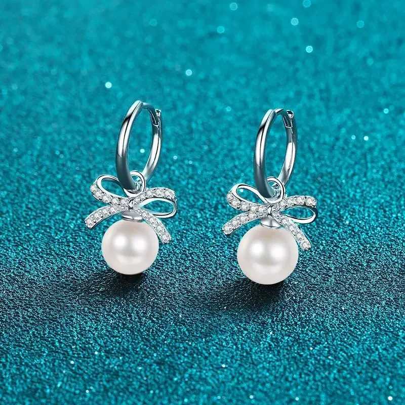 S925 Sterling Silver Earrings Freshwater Pearl Moissanite Earrings for Women J251208