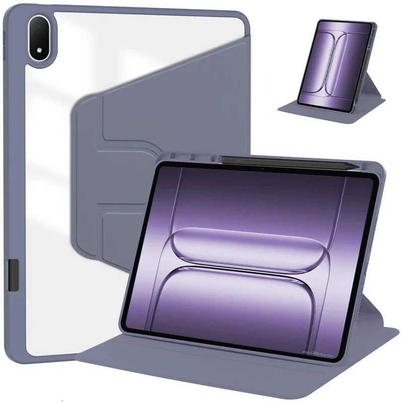 For Oneplus Pad 3 One Plus Pad 3 132 inch 2025 Case with Pencil Holder 360 Rotating PU Leather Acrylic Clear Hard Stand Cover C251208