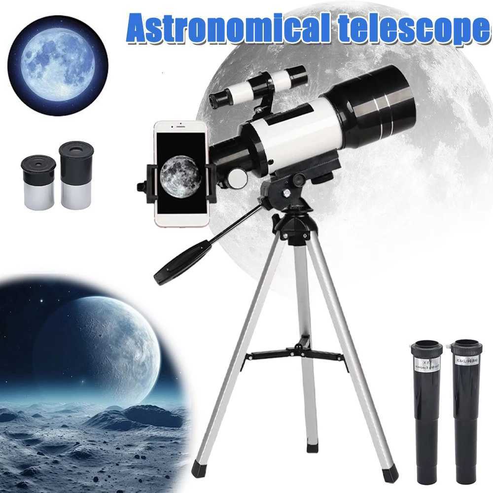 150X Astronical Telescope 70mm Aperture Refractor Portable Travel Telescope with Phone Adapter Wireless Remote C251208