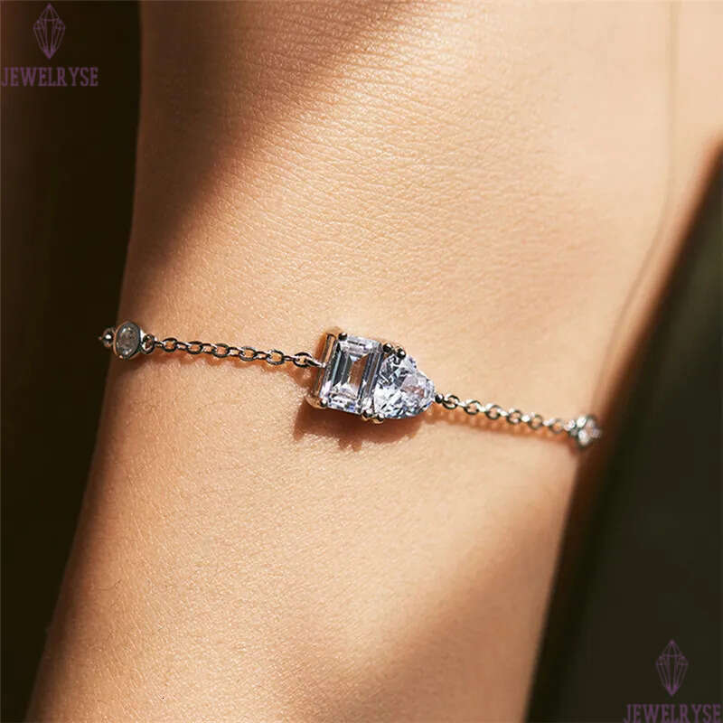 trendy s925 sterling silver bracelet designer woman diamond heart square womans butterfly link chain 5A cubic zirconia love charm bracelets chains jew