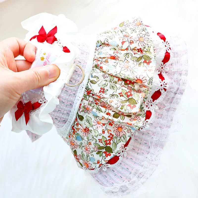 Autumn Winter Pet Coat Princess Floral Lolita Lace Skirt With Tulle Dog Gown Dress For Small Dogs Cats M251208