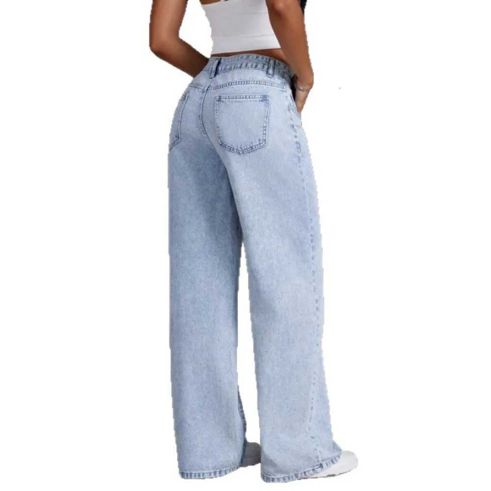 Autumn 2025 New Casual European and American Womens Loose Straight Wide-leg Denim Trousers WomenT251208