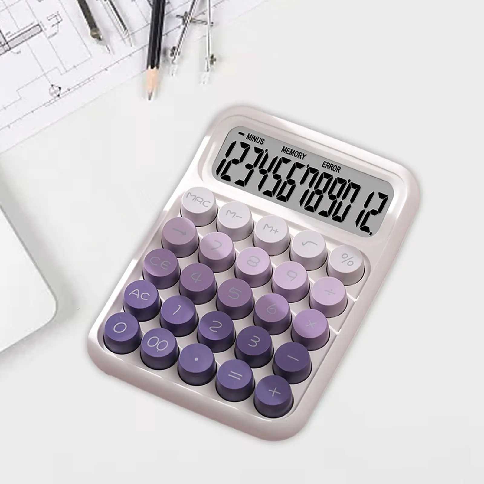 Mechanical Switch Calcator Portable Retro Round Keys 6x45inch 15 Tilt Screen for Off Market Durable Mtifunctional H251208