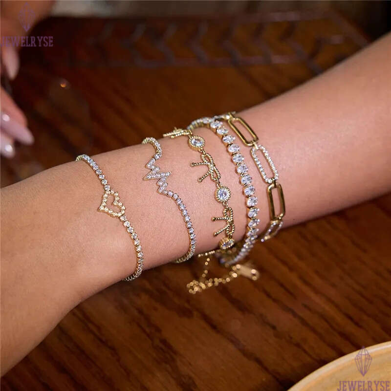 charm bowknot heart tennis bracelet designer for woman stainless steel 18k gold chain love AAA zirconia diamond bracelets womens jewelry friend birthd