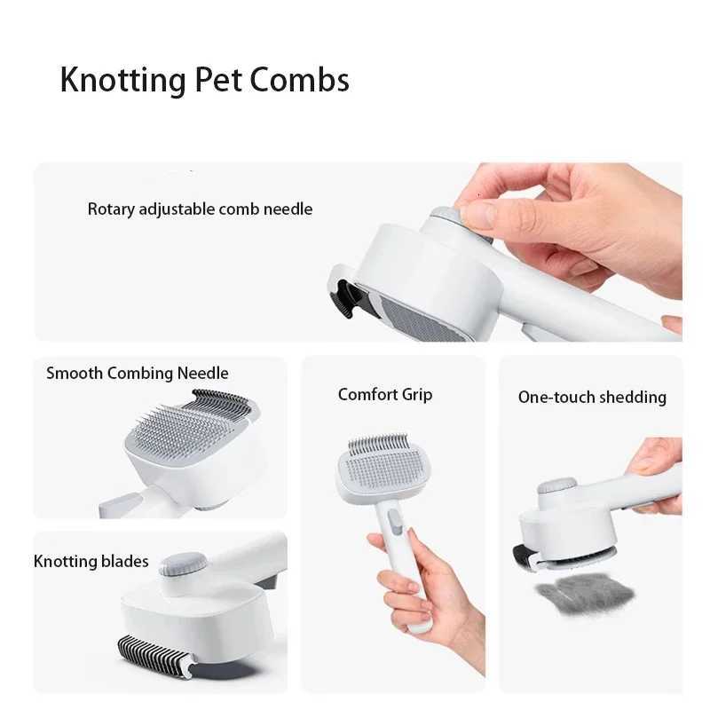 Magic Pet Grooming Brush - Effortless Knot Remover Hair Collector Painless Detangling for Cats Dogs with Thick Fur M251208 - view 5