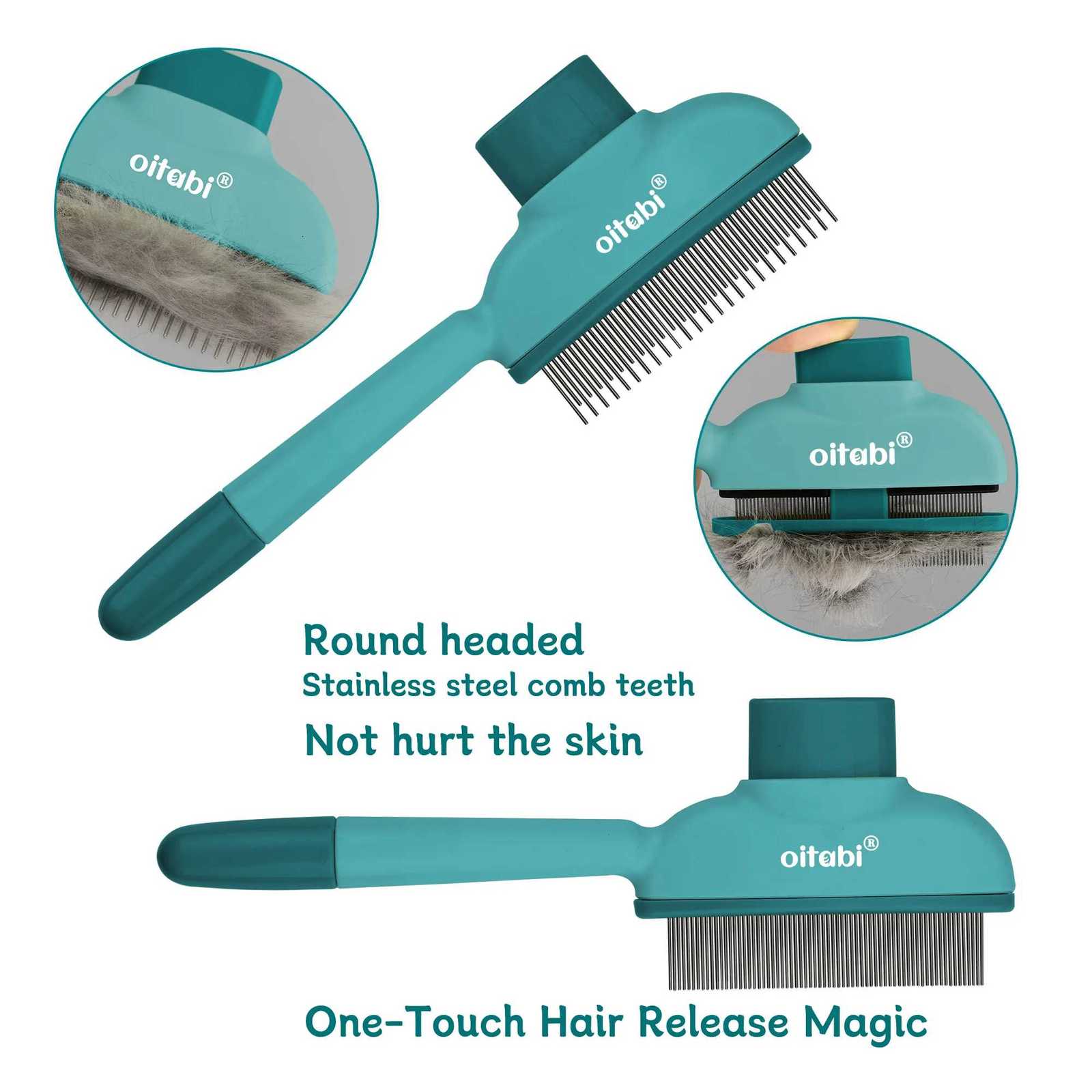 OITABI Flea Comb for Cats Dogs Magic Self-Cleaning Cat Grooming Brush with Stainless Steel Teeth Cat Combs for Fleas Ticks M251208 - view 4