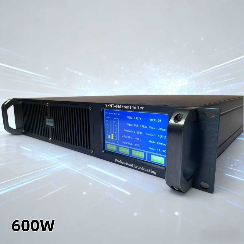 600W FM Transmitter Compatible with 110/220V, Touch Screen, for Church/Community & Mobile Communication Base Stations, AES Inputs & Low Noise