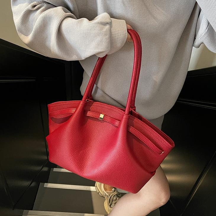 Women's 2025 Autumn/Winter Luxury Vintage Olive Grain Handheld Tote Bag with Large Capacity Textured Unique Design for Shoulder Crossbody - view 4