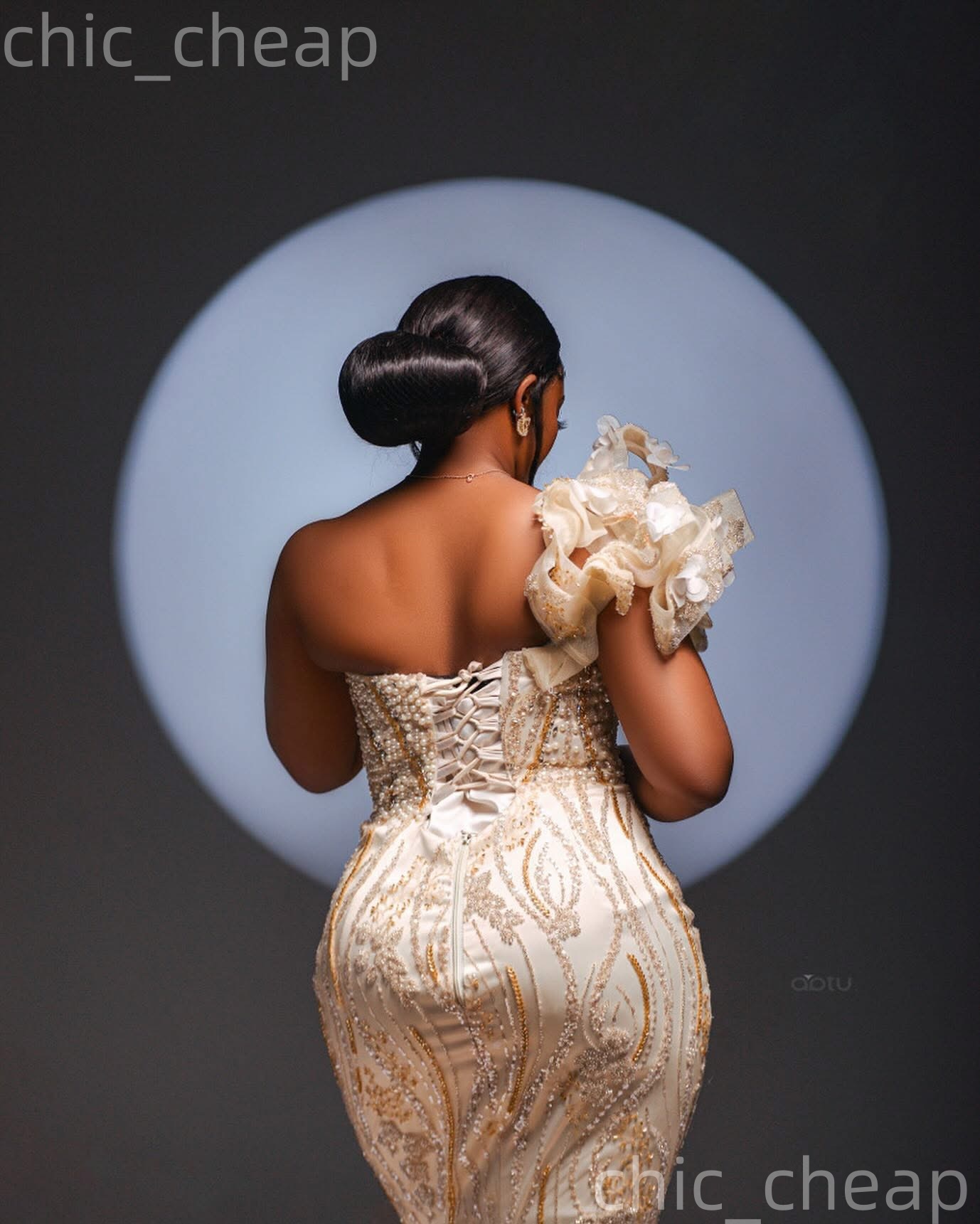 Aso Ebi Champagne Mermaid Prom Dresses 2026 Pearls Flowers One Shoulder Evening Formal Party Second Birthday Engagement Gowns Plus Size Dress For Spec