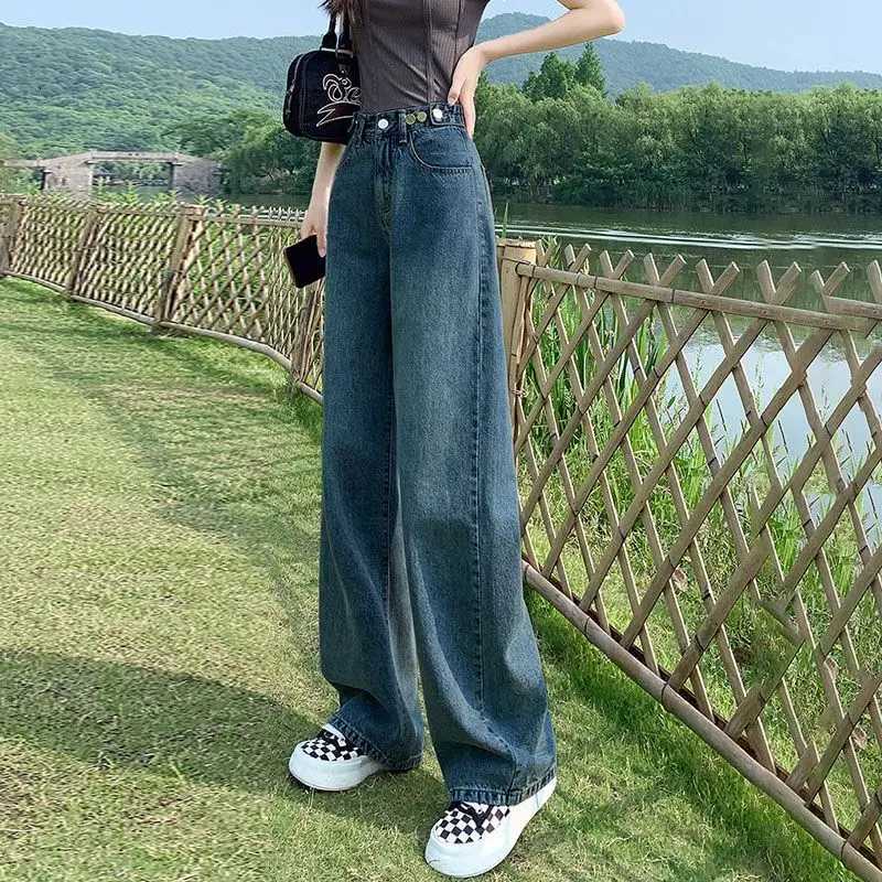 High Waist Wide-leg Jeans for Women in 2025 Straight Loose New Summer Thin Style to Make Them Look SlimT251208