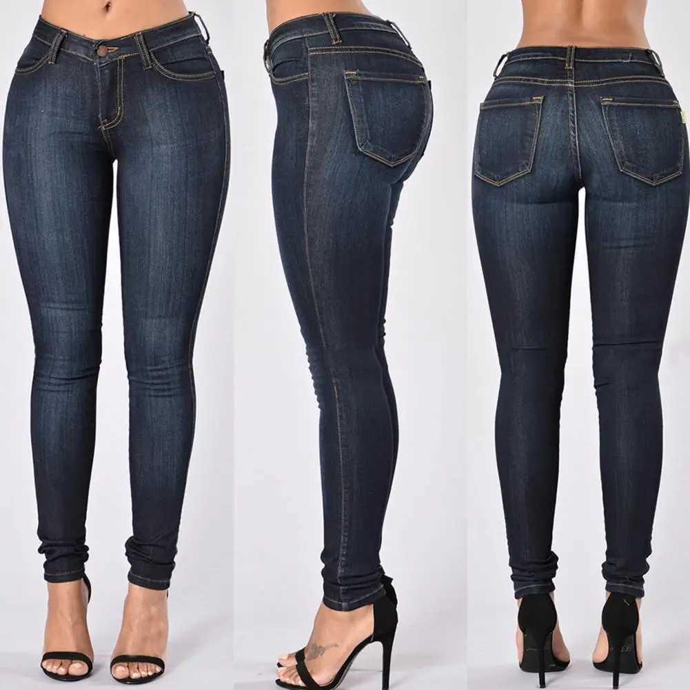 Vintage Women Jeans Slim Fit High Waist Denim Pencil Pants Bootcut Winter Pull-on Skinny Jeans Blue Female TrousersT251208