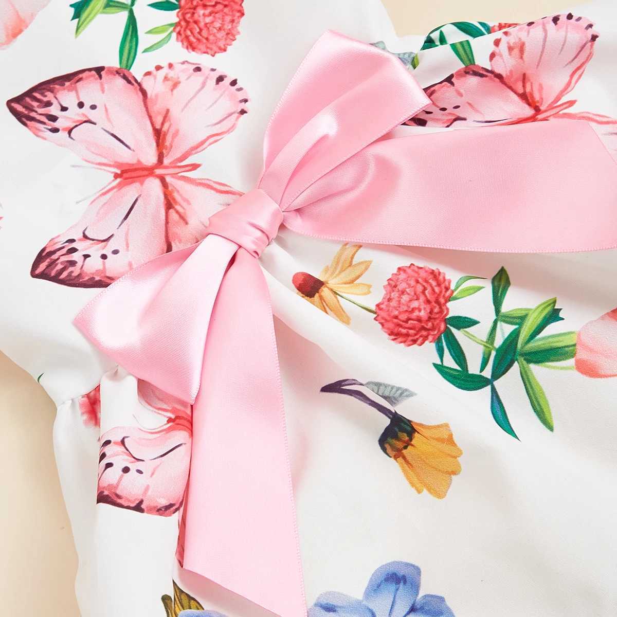 Dog Princess Dresses for Small Dogs Girls Floral Puppy Dresses Pink Bowknot Dress Pretty Butterfly Doggie Summer Hem Outfits M251208