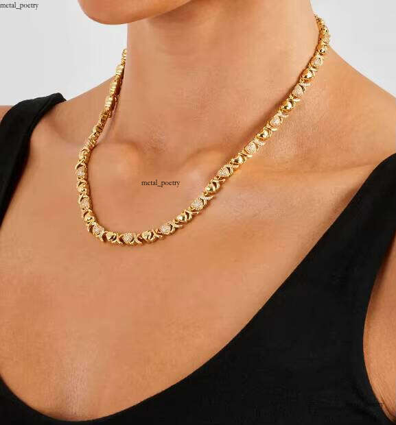 VVS Moissanite Premium Jewelry Gold-Plated X Flower XO Pearl Necklace Luxury Fashion Unisex Iced Heart Chain Hip-Hop Accessories