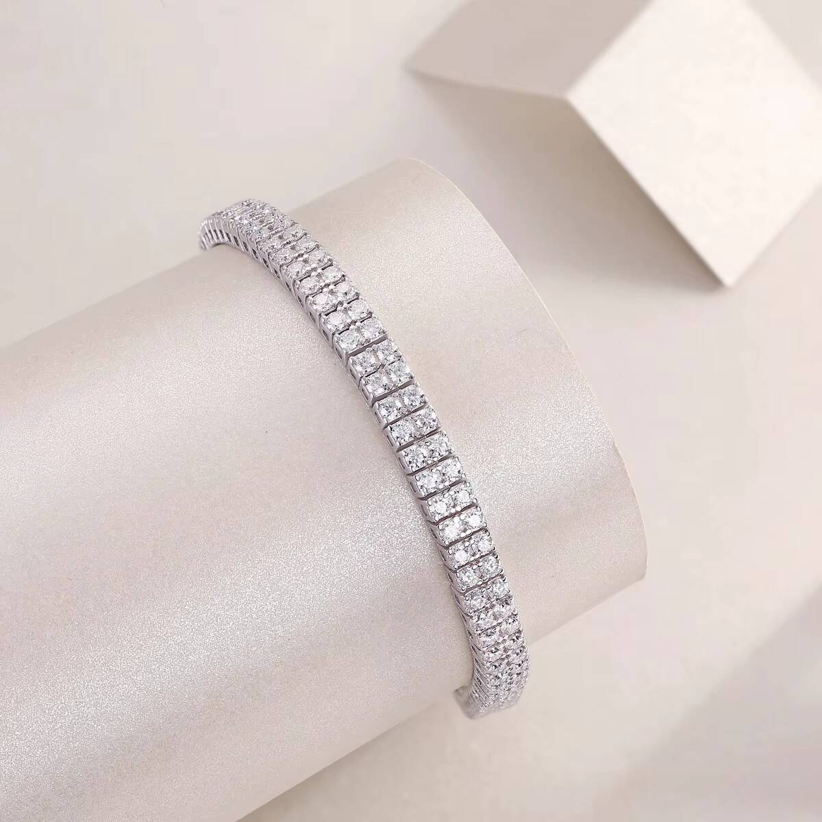 30mm Double Row Moissanite Tennis Bracelet S925 Silver Plated 18K Gold Sparkling Jewelry for Women Certified Tennis Bracelet