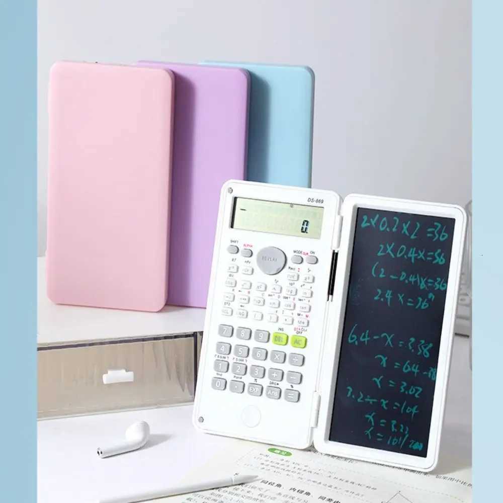 2 IN 1 Scientific Calcator with LCD Notepad 12 Digits Foldable Math Calcator Portable Handwriting Board School Off H251208