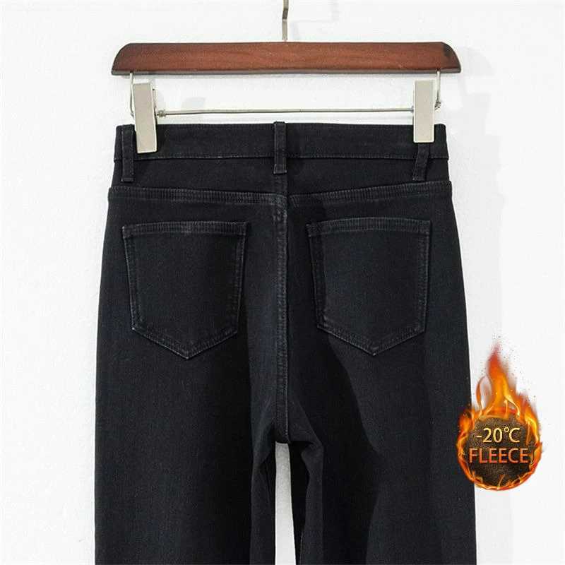 Autumn Winter Womens Y2K Wide Leg Thicken High Waist Jeans Denim Thermal Fleece Lined Warm Jeans Casual Korean Style TrousersT251208