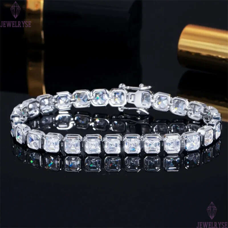 hiphop charm ennis bracele designer for woman man copper plaed chain square AAA zirconia silver whie diamond chains mens braceles womens luxury jewelr