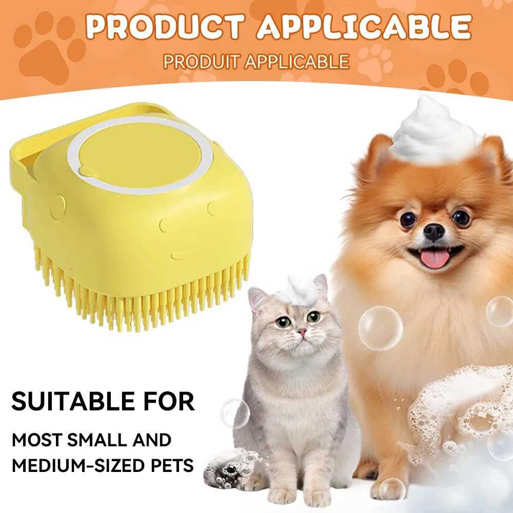 Dog Bathing Brush Pet Massage Brush Shampoo Dispenser Soft Silicone Brush Rubber Bristle for Dogs and Cats Shower Grooming Tool M251208 - view 6
