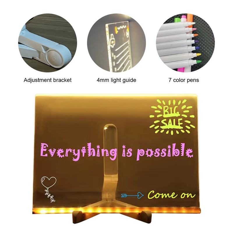 DIY Acrylic Glowing LED Luminous Panel Message Note Board Erasable Advertising Board Creative Drawing Writing Board Toys for Kids - view 9