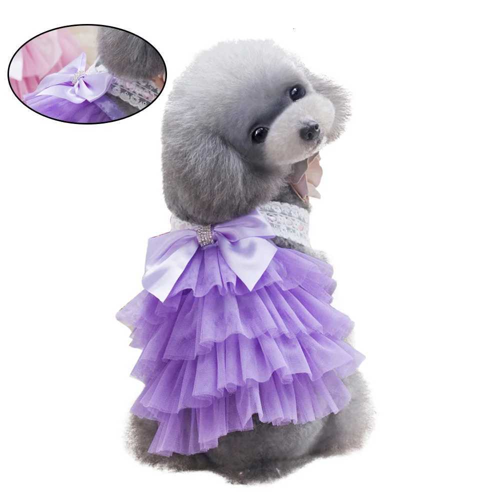 Charming Purple Xs Pet Dog Dress Multilayer Tutu with Lace Bowknot Stylish Comfortable Fit Perfect for Walking Jogging Photo M251208