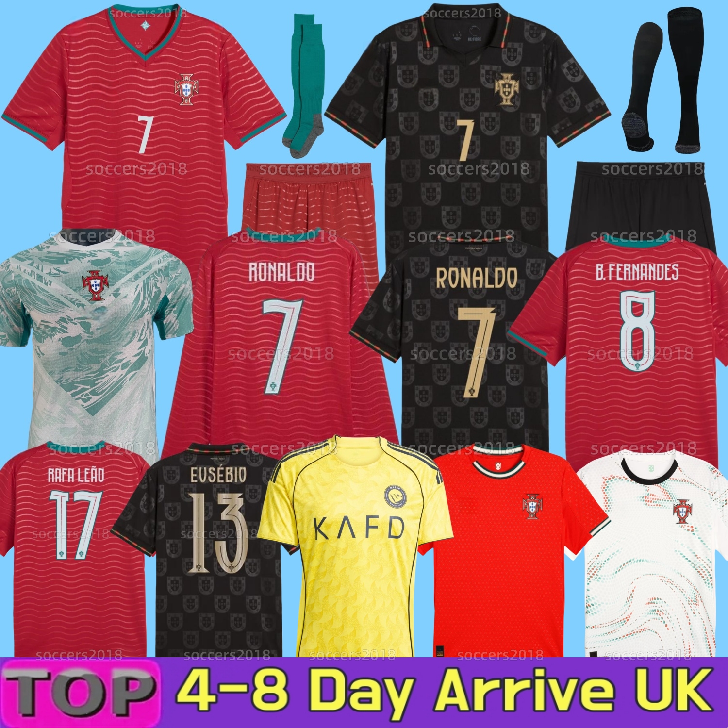 Portugal 2026 World Cup Home Away Soccer Jerseys ronaldo B.FERNANDES Al Nassr FC Portugieser RUBEN 25 26 Portuguese Player national team football shirts Men kids kit