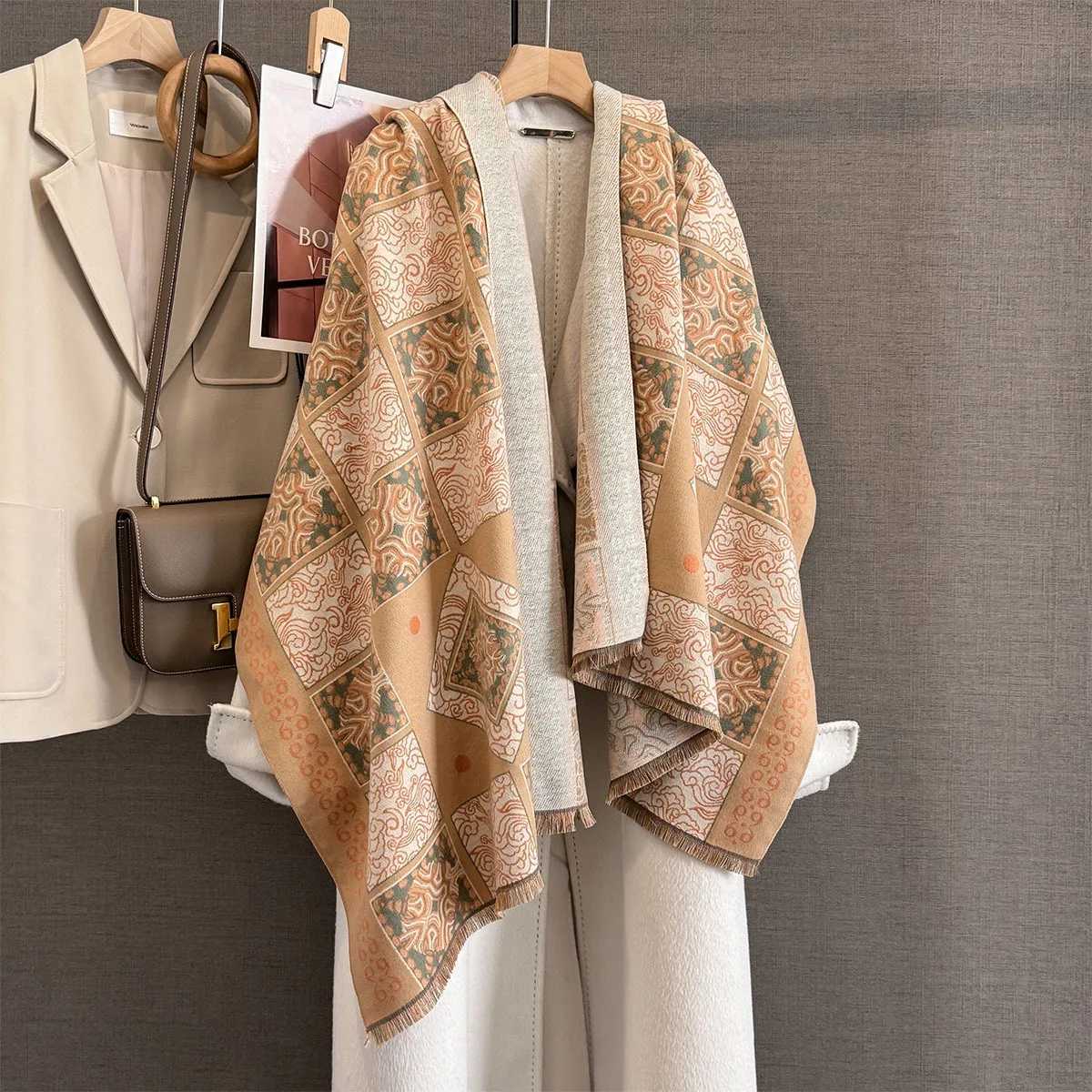Luxury Thick Cashmere Blanket Women Scarf Warm Pashmina Shawl Winter Wraps Bufanda Print 2025 New Design Poncho Echarpe Female Bufandas Y251208