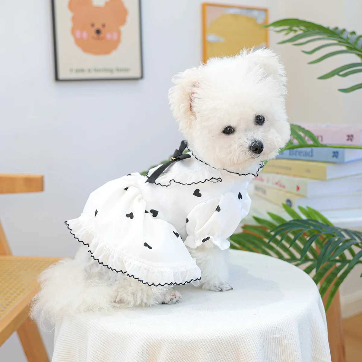 Cute Lace Dog Love Dress Summer Spring Pink Pet Jacket With Skirt Outfit Puppy Animal Cat Clothing Apparel Pomeranian Shih Tzu M251208