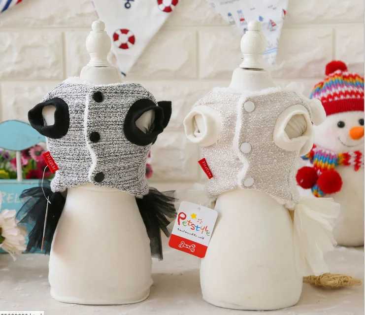 Fashion Wedding luxury Party Girl Pet Dresses Winter Warm Thick Coat Bow Female Yorkshire Chihuahuwa Autumn Winter Clothing For Cat Dog M251208