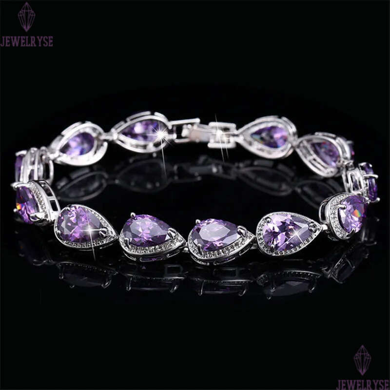 Charm Drop Diamond Tennis Designer Bracelet Woman Pink AAA Cubic Zirconia Copper Crystal Silver Bracelets Womens Engagement Wedding for Bridal Luxury 