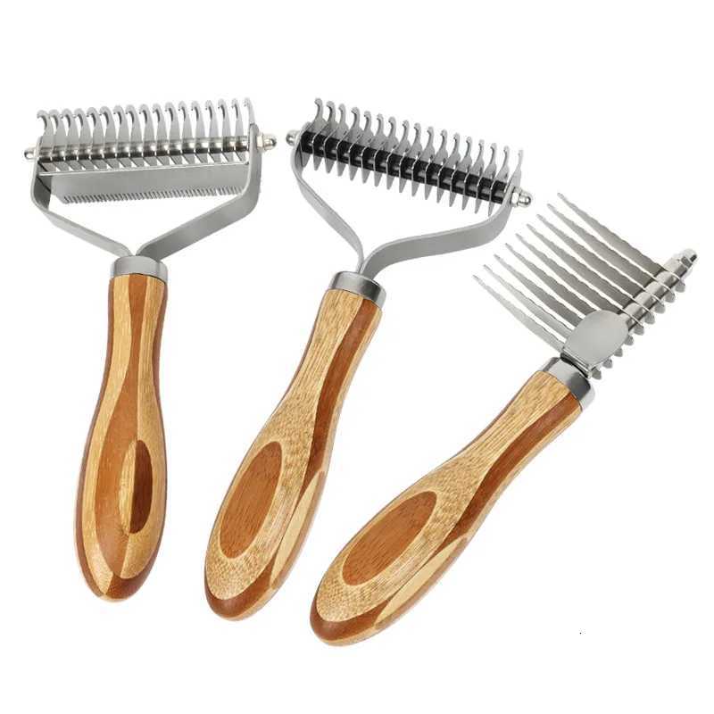 Dog Comb Knife Dog Brush Bamboo Double-sided Cat Comb Stainless Steel Solid Wood Hair Knot Cleaning Dogs Brush M251208 - view 1