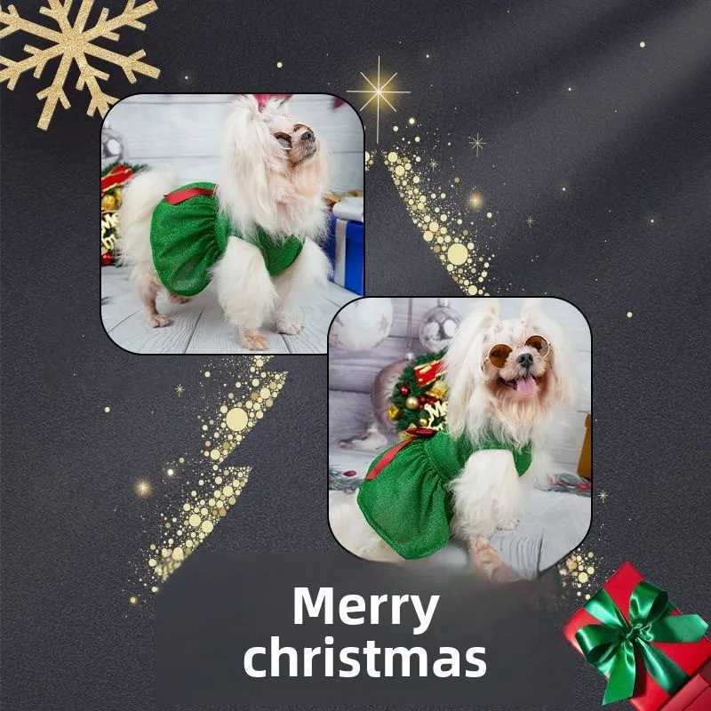 Christmas Dog Dress Skirt Pet Clothes Sparkling Starry Sky Series Christmas Dresses for Puppy Pullover Festive New Year Dress Up M251208
