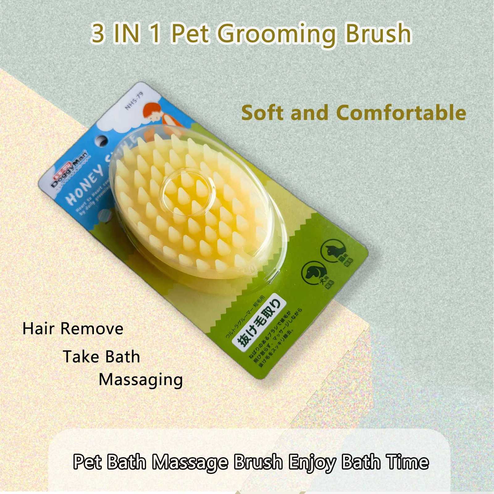 Soft Gentle Silicone Bristles Dog Cat Massage Brush Combs Cleaner Puppy Hair Removal Slicker Brushes Wash Tools for Pets M251208 - view 5