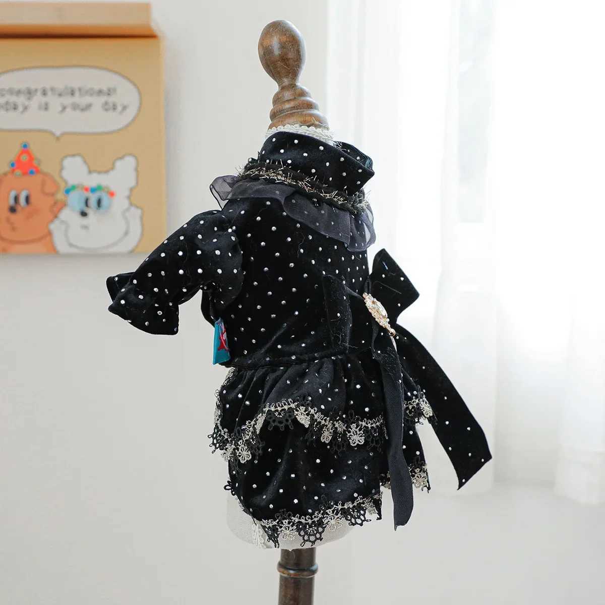1PC Pet Clothing Spring and Autumn Black Gold Dress Wedding Princess Dress Suitable for Small and Medium sized Dogs M251208