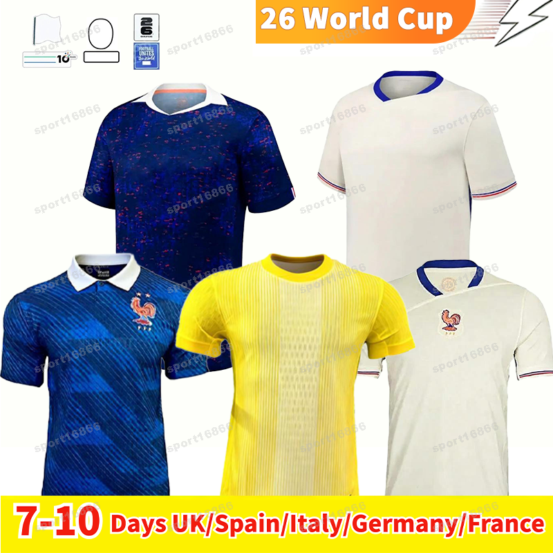 Frence 2026 World Cup Soccer Jerseys MBAPPE BENZEMA GIROUD GRIEZMANN POGBA KANTE SALIBA PAVARD THURAM KOLO 2025 Football Jerseys Shirts Kids Men Fans XXXL 4XL 5XL