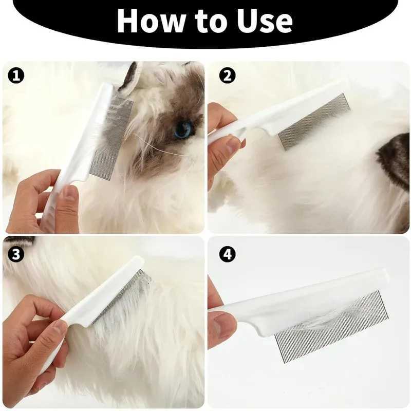 Stainless Steel Fine Tooth Comb Dog Cat Grooming Brush Flea Louse Shedding Tool Bath Cleaning Supplies for Pets M251208 - view 5