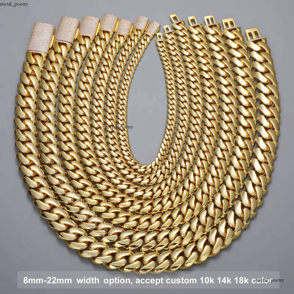Jewelry Wholesale Bulk 10 Pieces/Set 10-22mm 10K 14K 18K 24K Gold Heavy Solid Miami Cuban Men's Chain Necklace