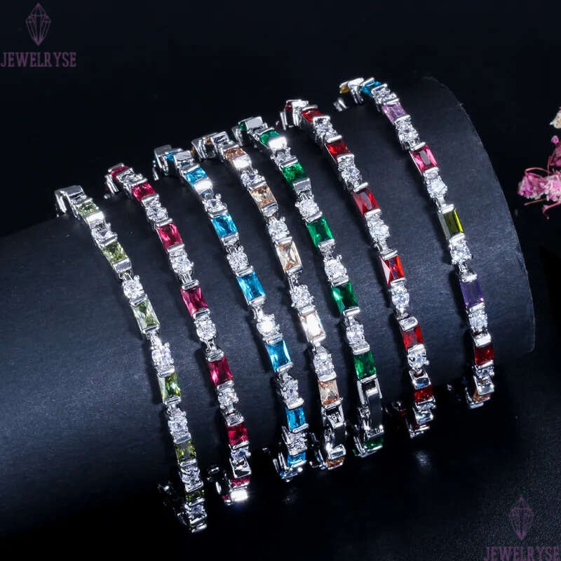 womens tennis bracelet designer AAA cubic zirconia white ruby green 18K gold plated silver jewelry bracelets for woman girls party valentines day gift